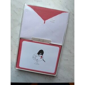 VTG Metropolitan Museum of Art Cat Note Cards Red White Polka Dot Stationery